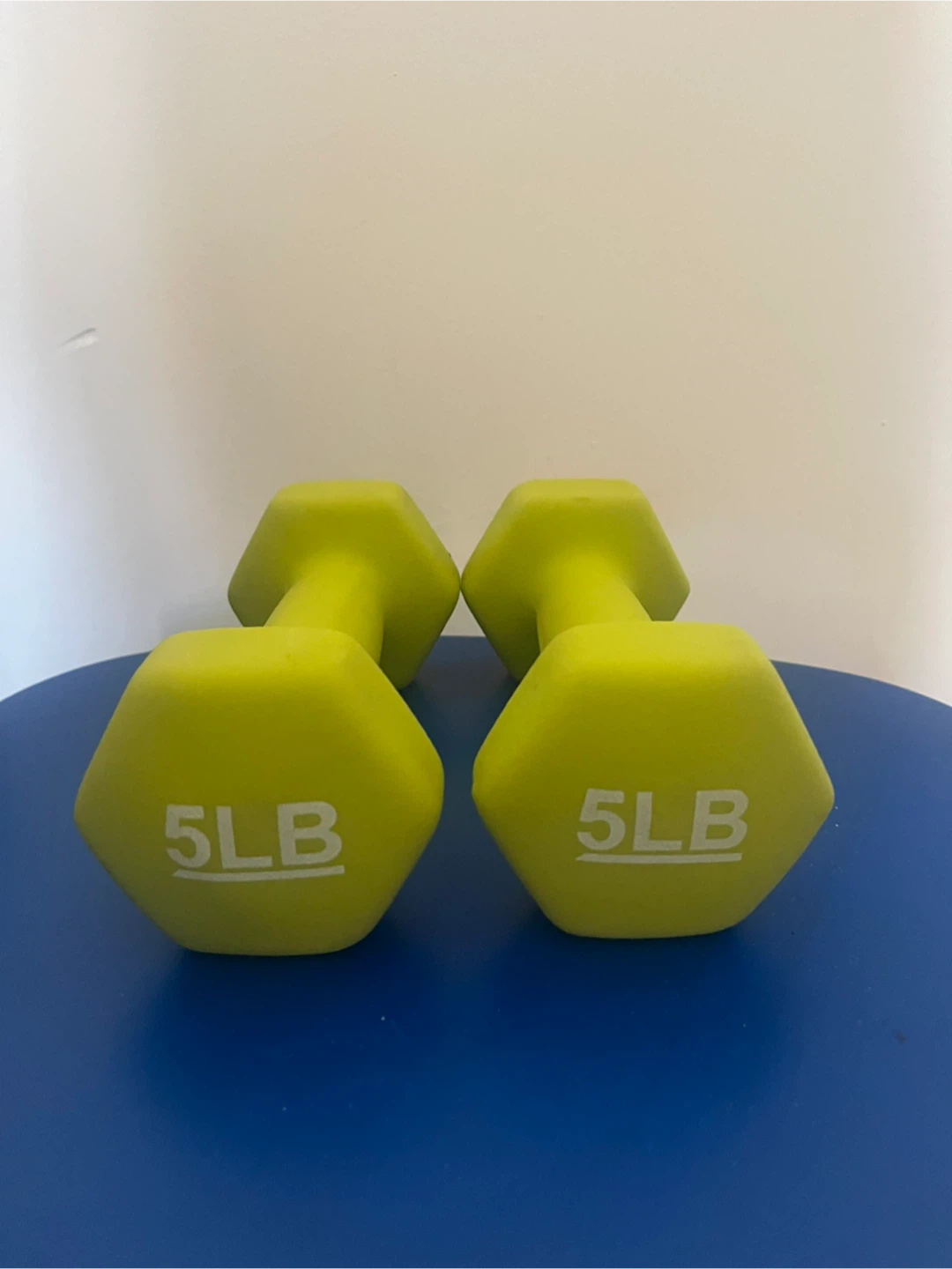 Set of Two 5lb Neon Yellow Dumbbells