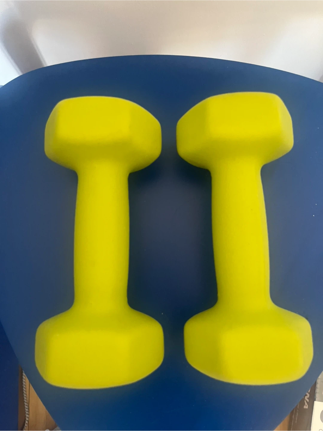 Set of Two 5lb Neon Yellow Dumbbells - photo 2