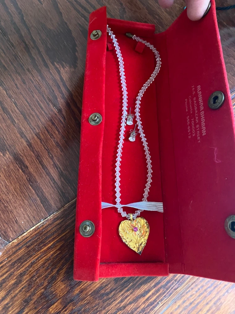 Heart Pendant Necklace with Matching Earrings