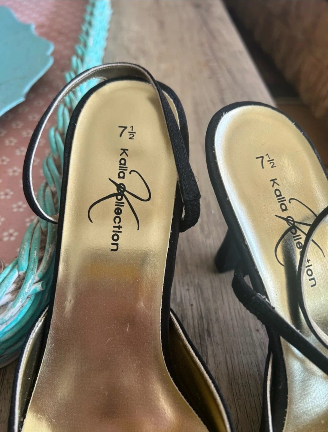 Vintage Kalla Collection Black Satin Evening Heels - Size 7.5 - photo 3