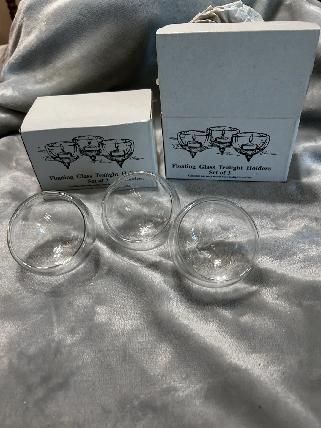 (6) Floating Glass Tealight Holders Set of 3