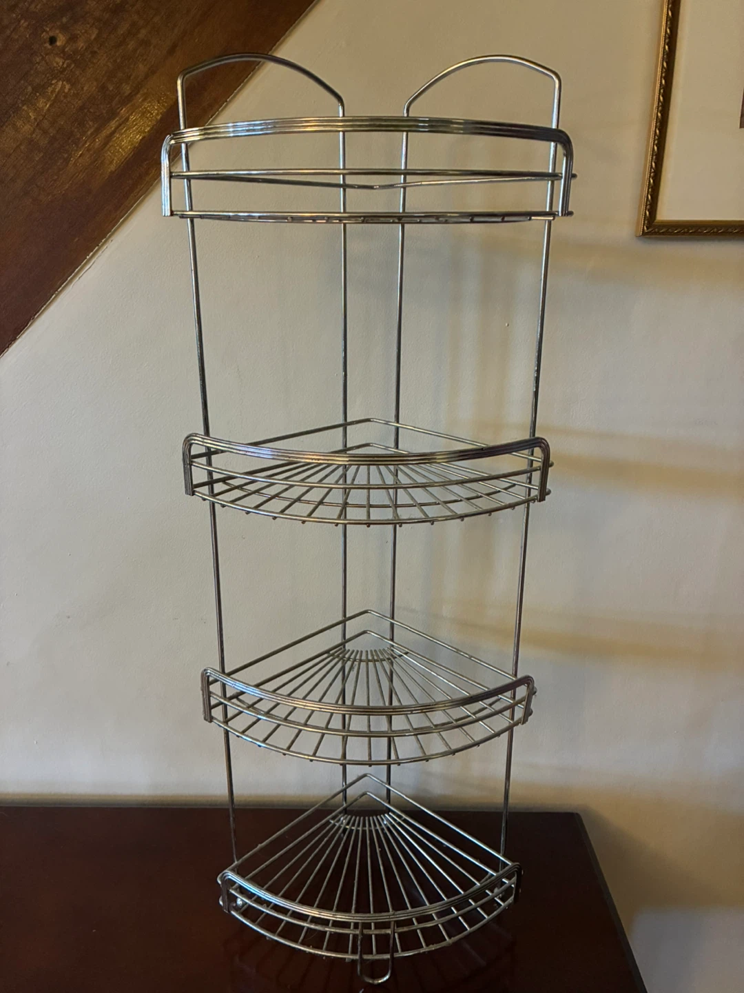 Chrome Metal Corner Shelves Kitchen Bathroom Shower Storage