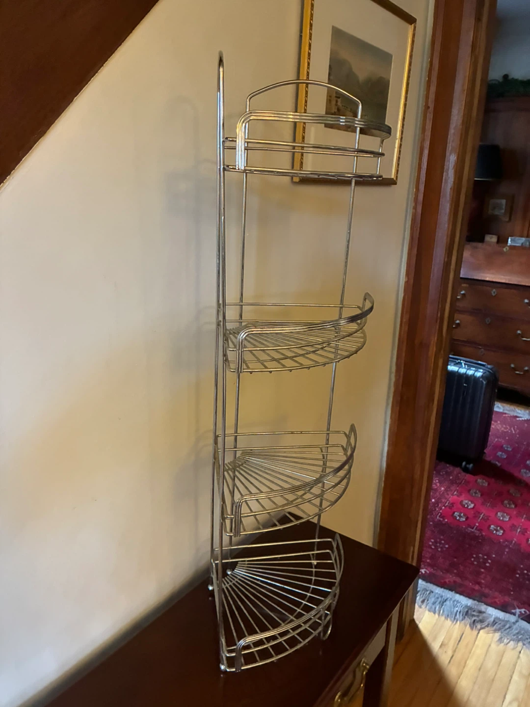 Chrome Metal Corner Shelves Kitchen Bathroom Shower Storage - photo 2