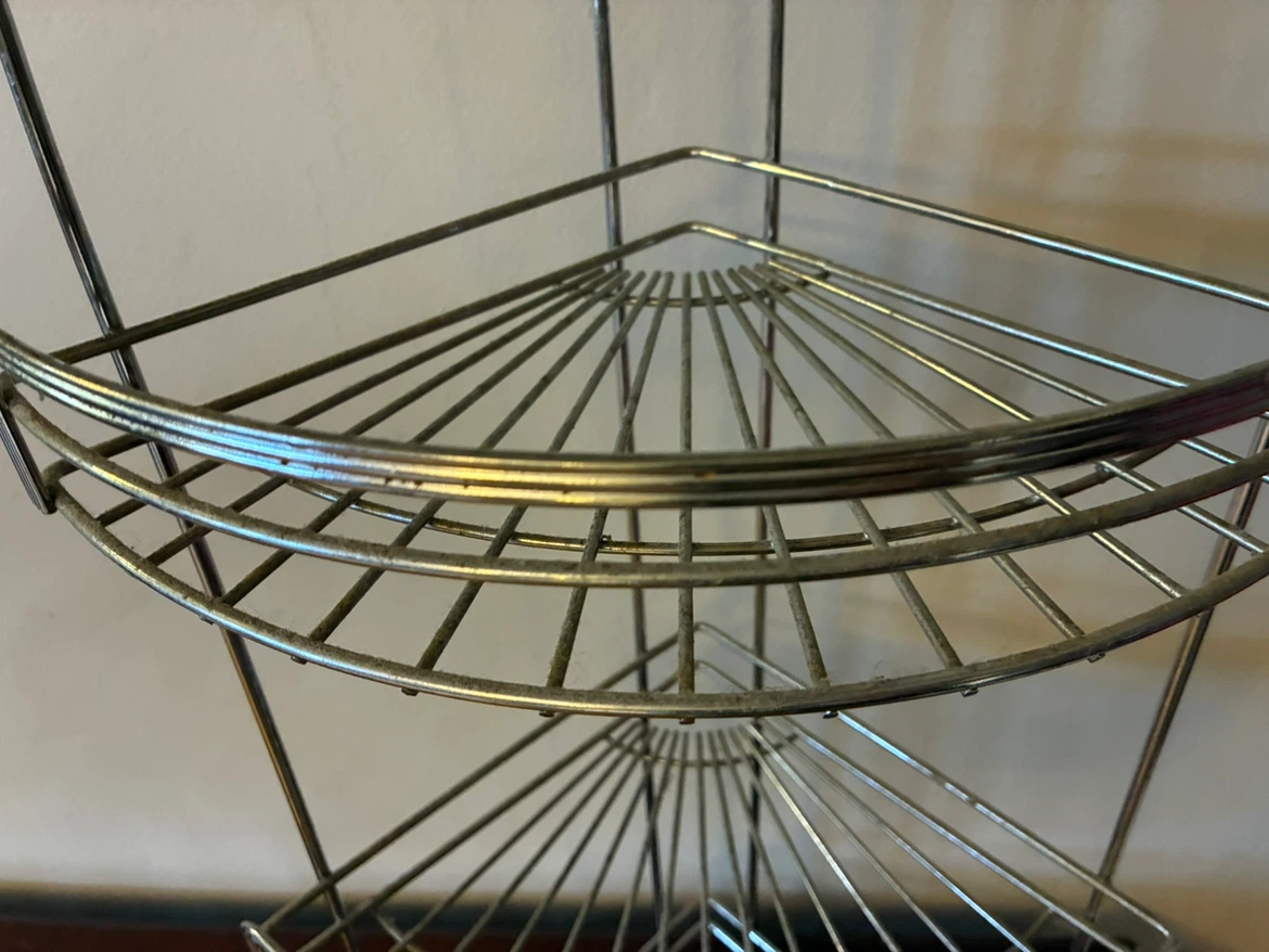 Chrome Metal Corner Shelves Kitchen Bathroom Shower Storage - photo 3