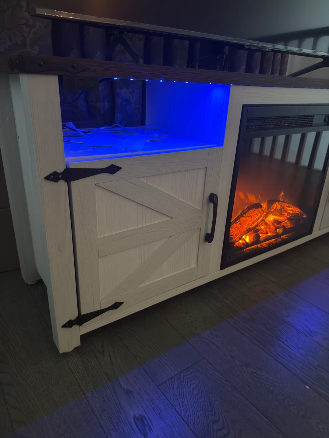 Farmhouse TV Stand with Electric Fireplace - photo 2