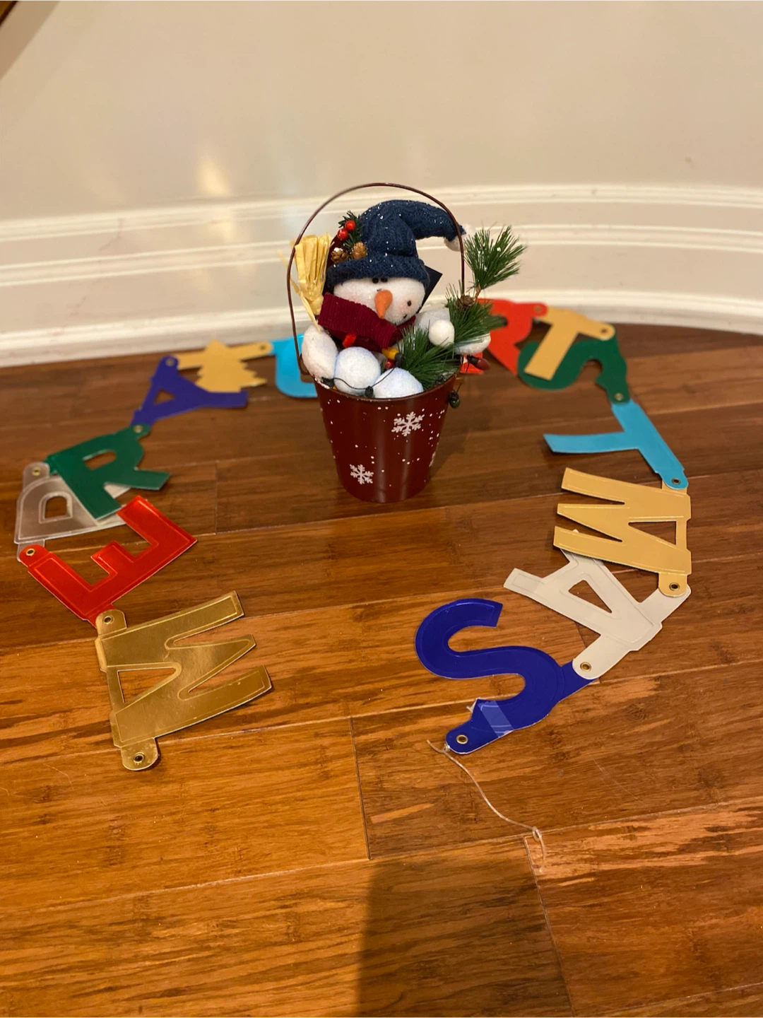 Christmas Snowman Bucket Decoration