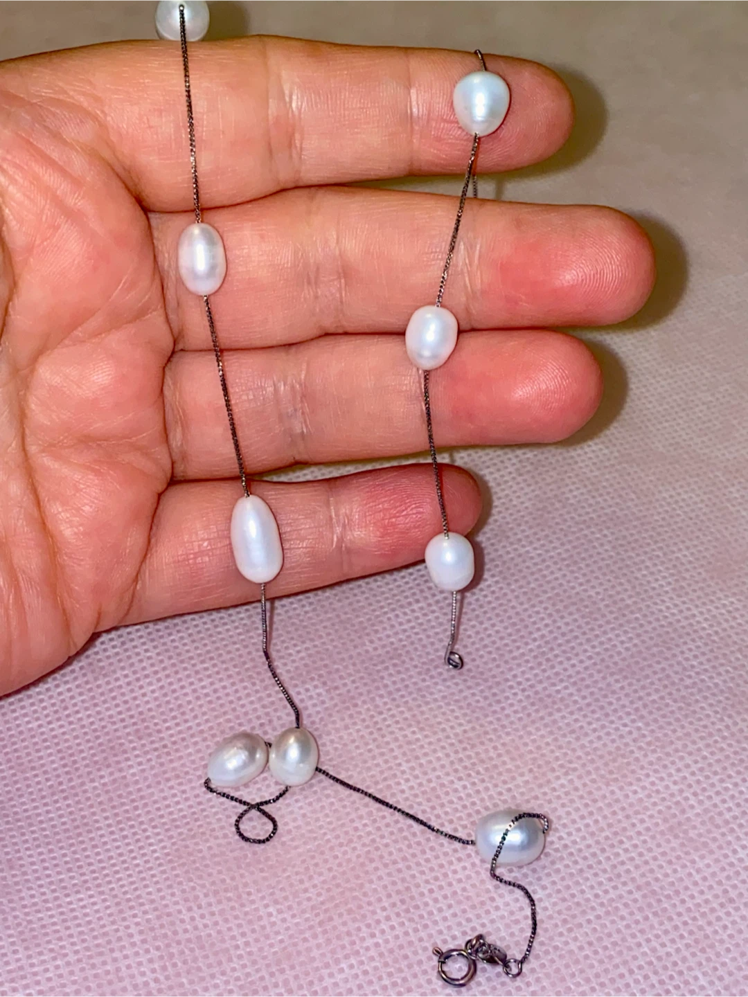 Sterling Silver Pearl Necklace and Bracelet Set - photo 2