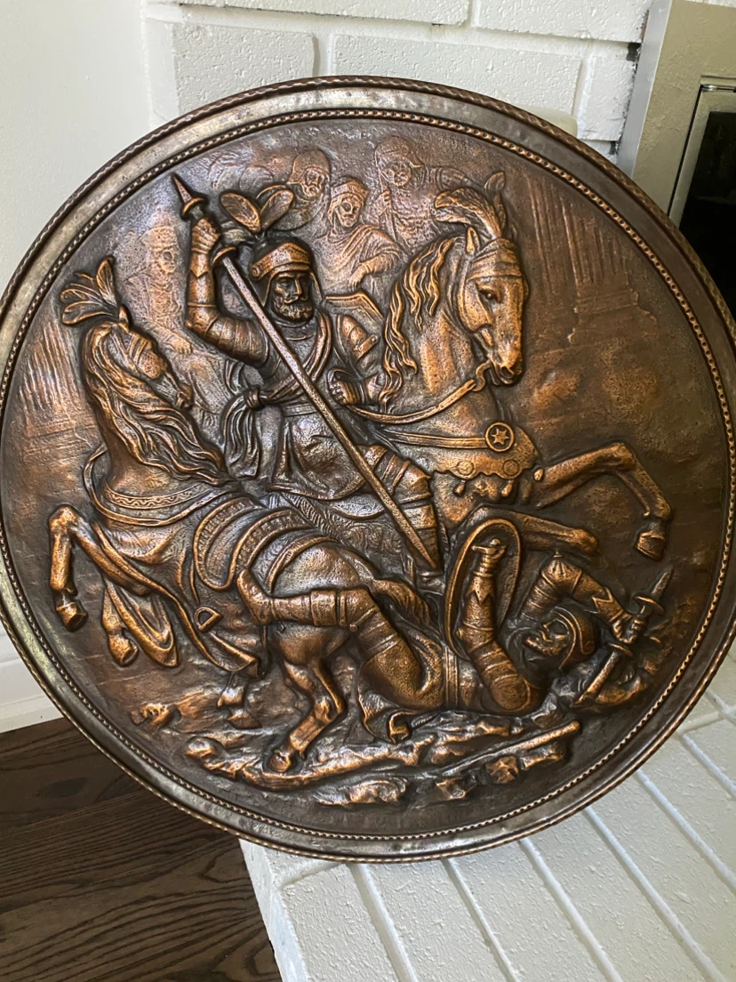 Vintage Embossed Metal Wall Plaque