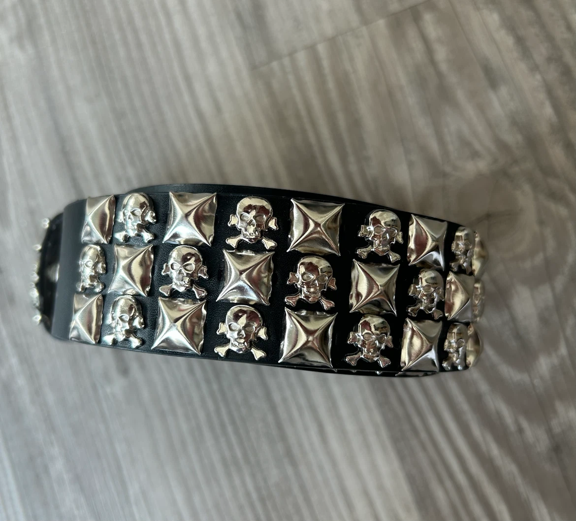 Skull Studded Black Belt - photo 2
