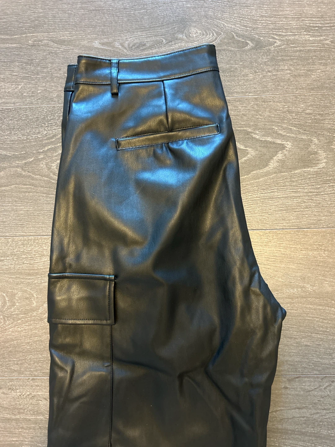 ONLY Black  Leather Cargo Wide Legs Pants - photo 5