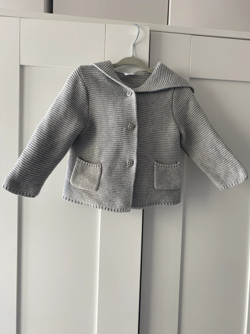 Baby Gap grey knit hooded cardigan