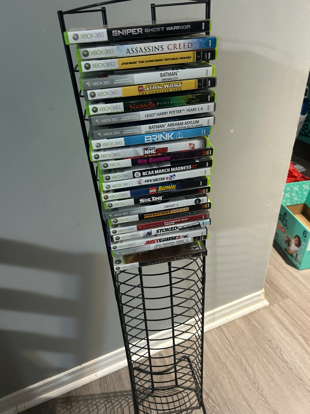 Xbox 360 Game Collection with Metal Tower Rack