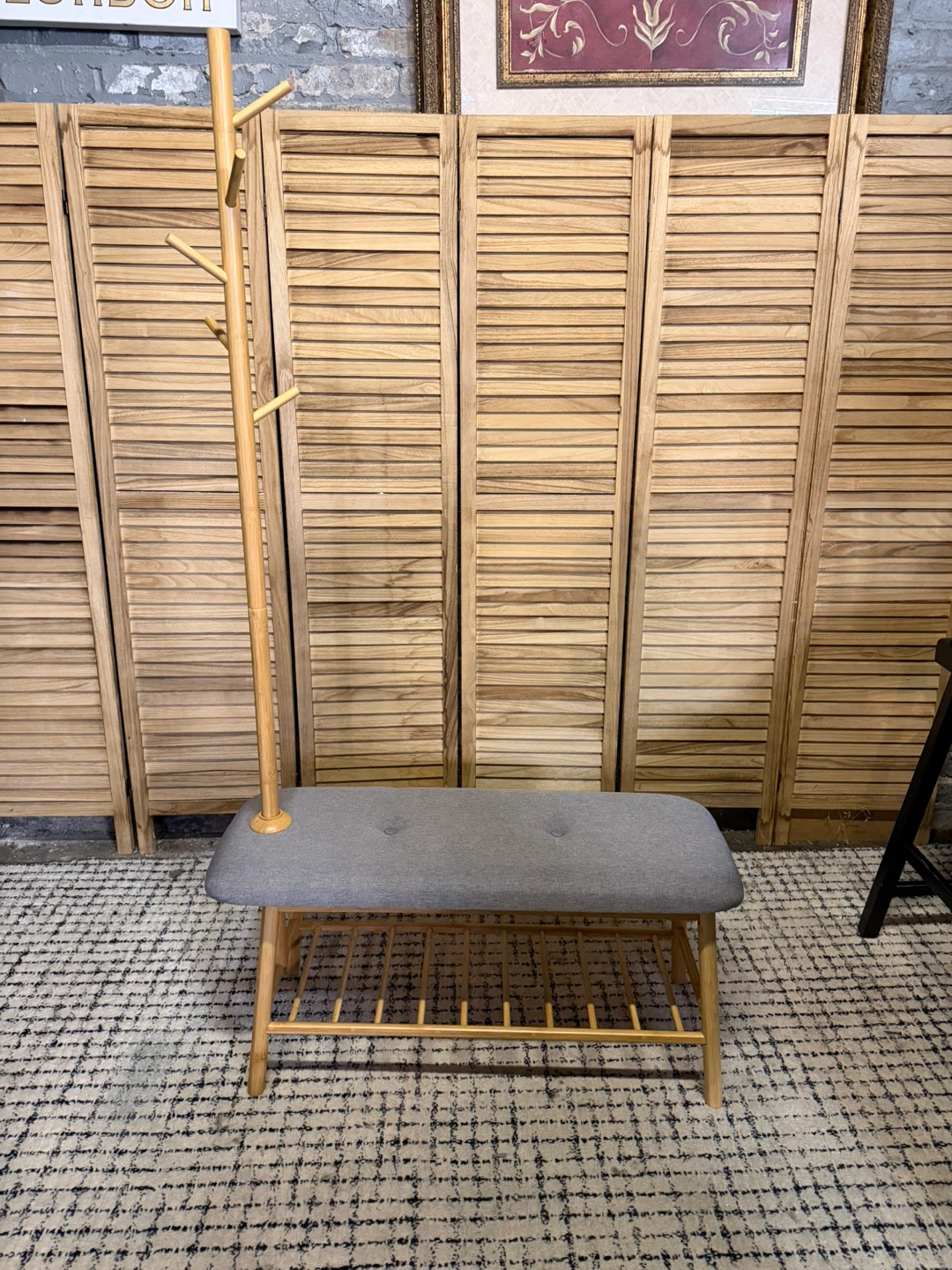 Entryway Coat Rack and Shoe Bench - photo 2