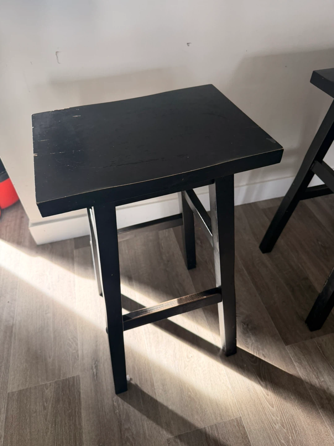 Set of 3 Black Wooden Bar Stools - photo 3