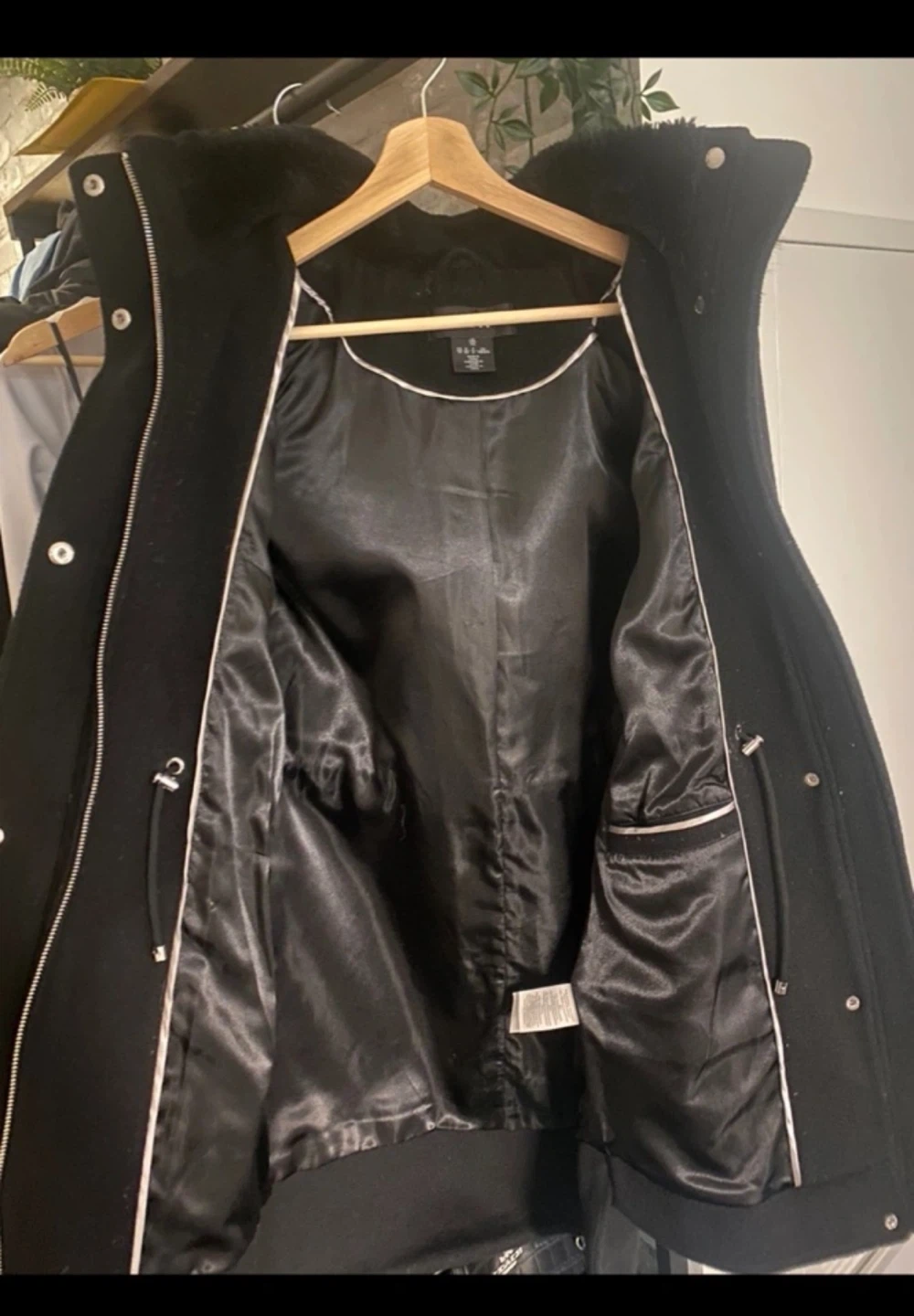 DKNY Black Fur Hooded Coat Retails over $200 - photo 2