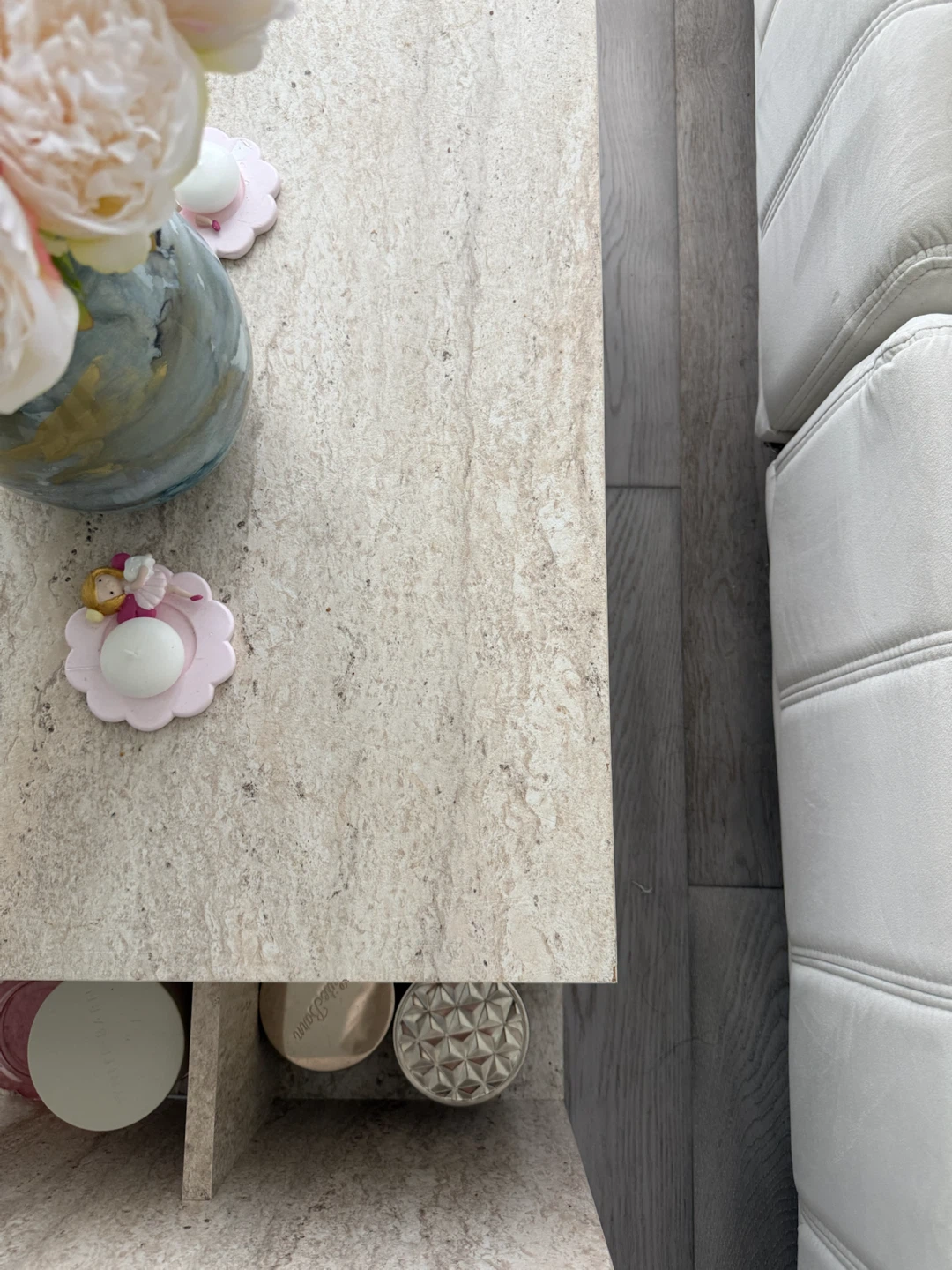 Travertine Coffee Table with Side Storage - photo 3