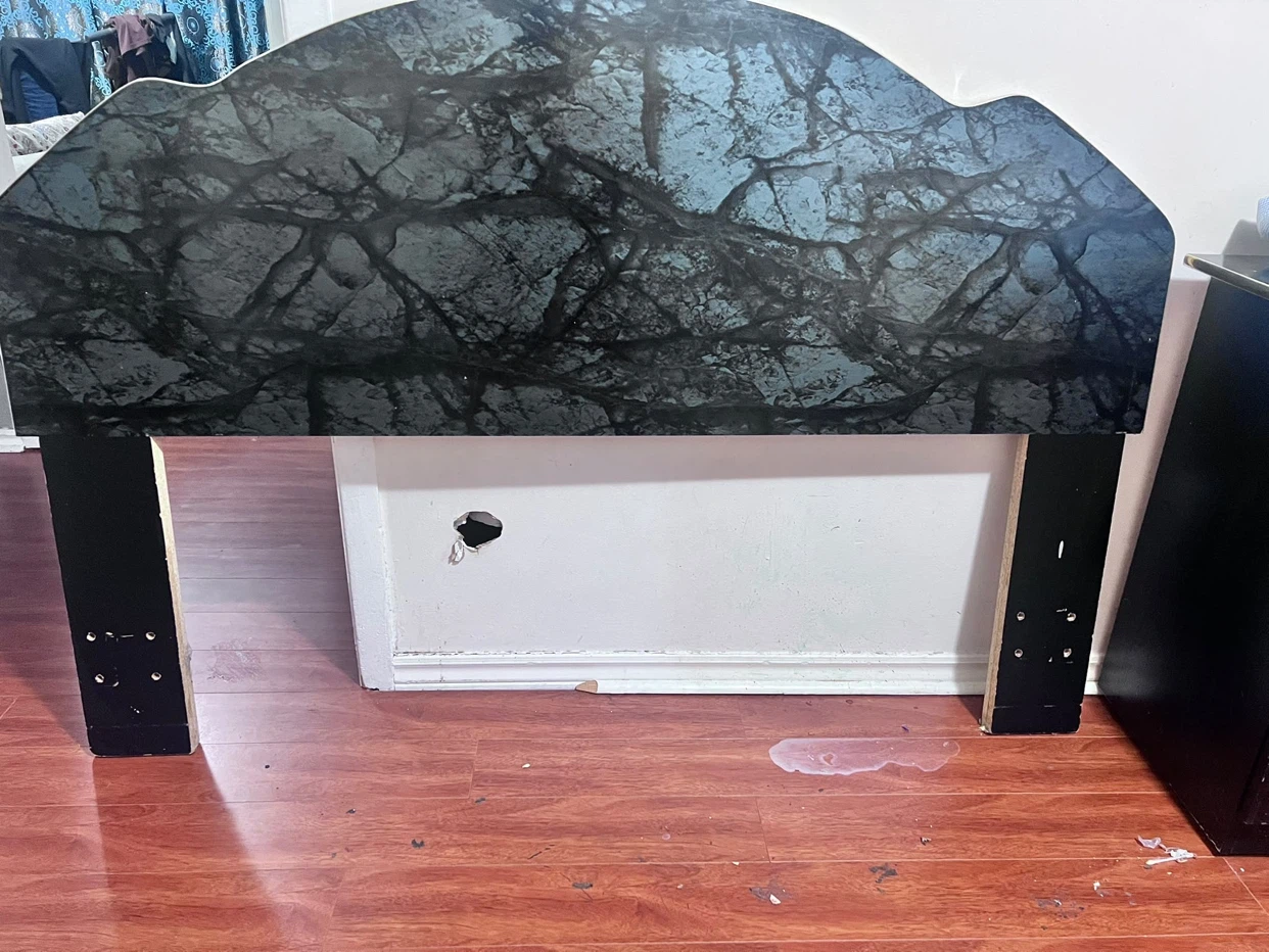 Black Marble Finish Bedroom Dresser with Mirror