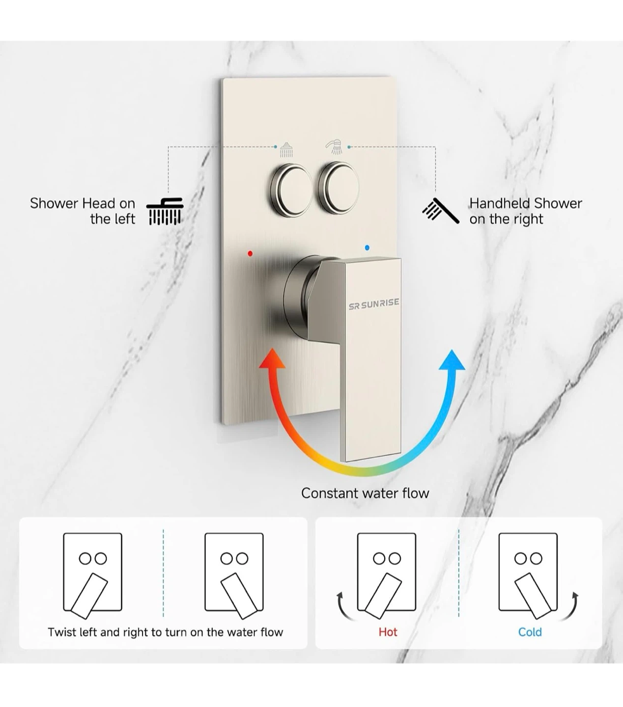 12 Inch Square Shower System with Handheld,Brushed Nickel - photo 2
