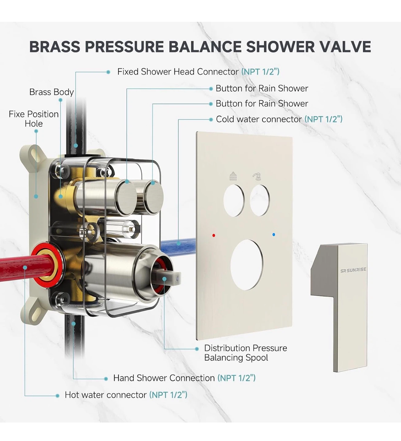 12 Inch Square Shower System with Handheld,Brushed Nickel - photo 3