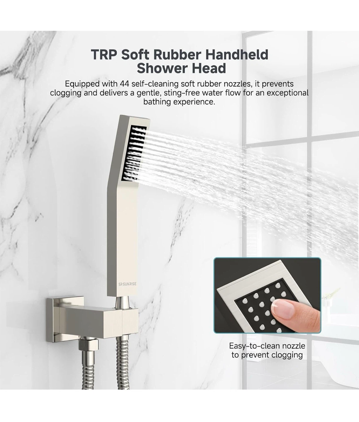 12 Inch Square Shower System with Handheld,Brushed Nickel - photo 5