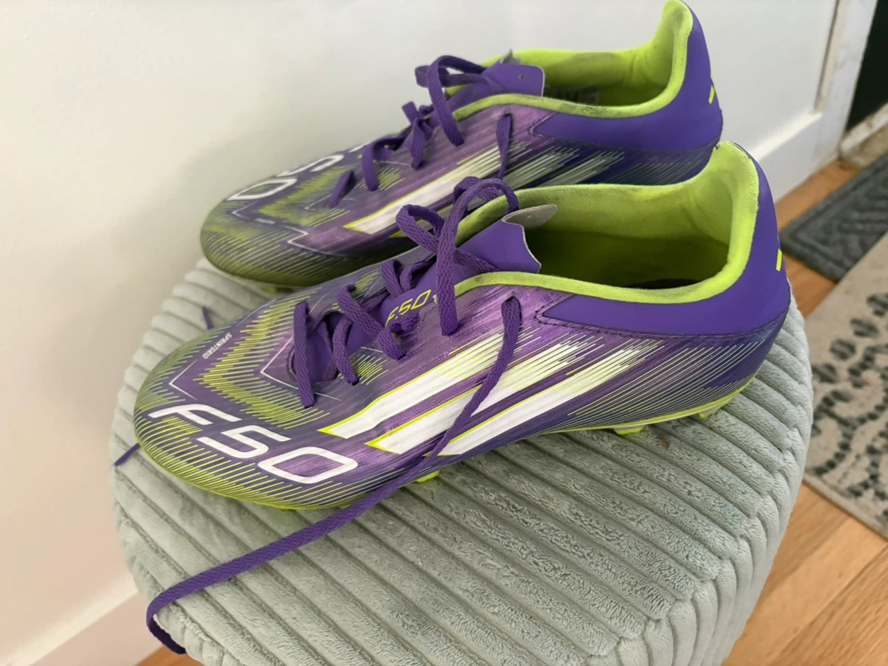 Adidas F50 Soccer Cleats Purple and Lime