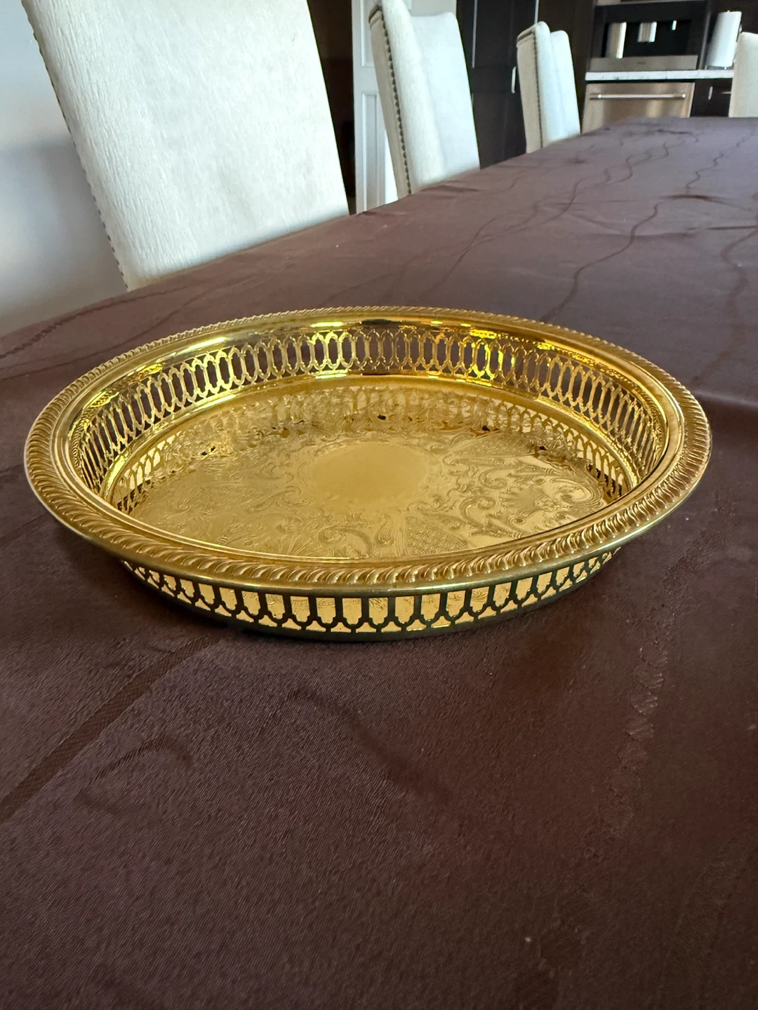 Wm. A. Rogers S.P. Brass Round Serving Tray