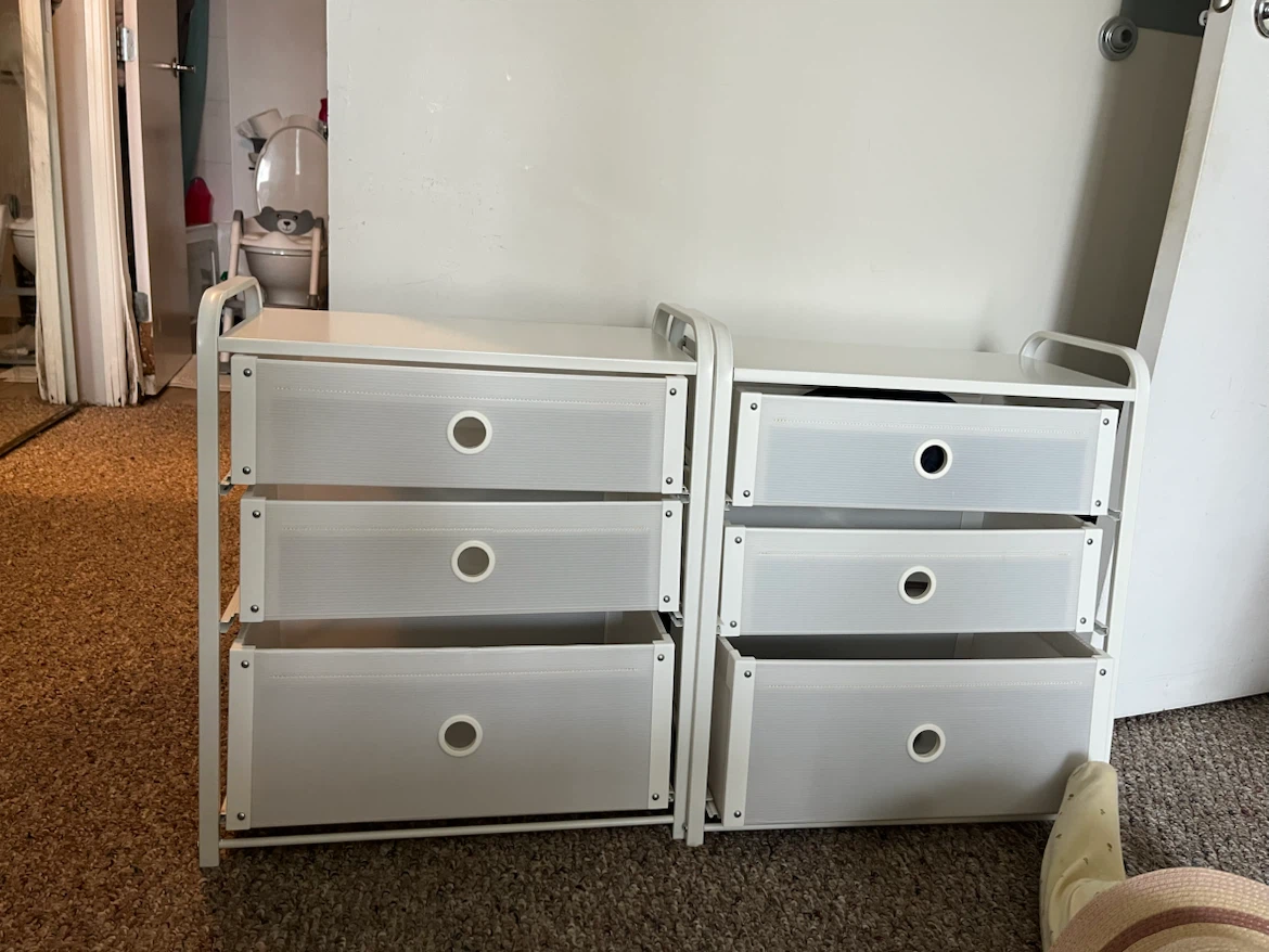 Ikea Set of Two White Storage Drawer Carts