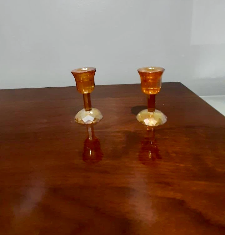 Amber Glass Fish Votive Holder and Two Candle Holders - photo 4