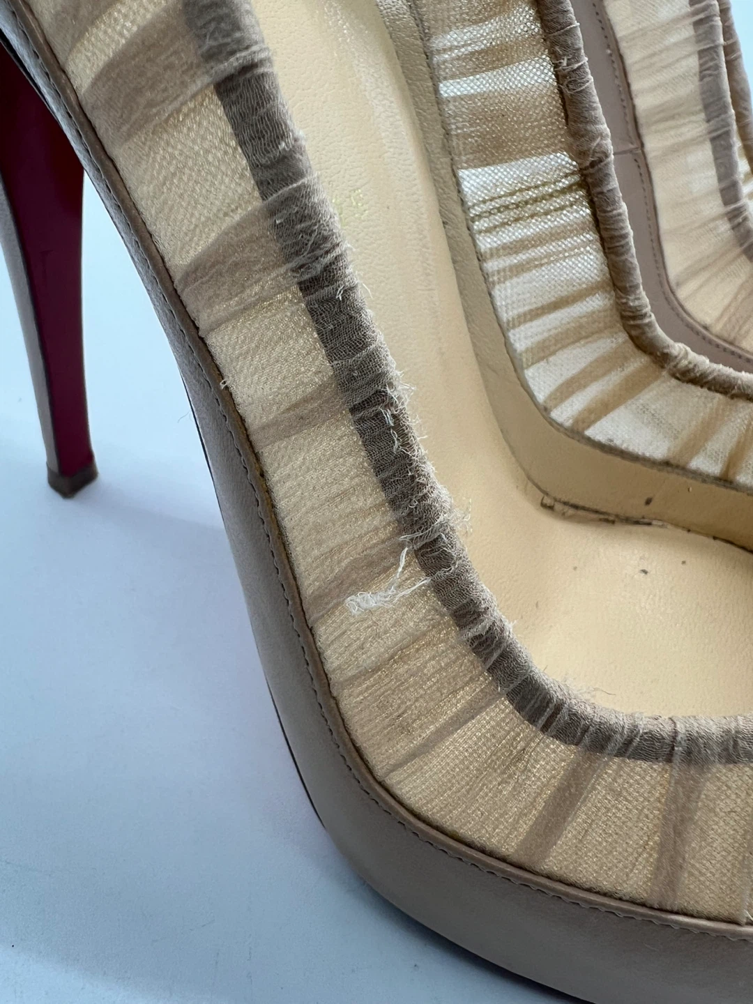CHRISTIAN LOUBOUTIN Angelique 120mm Kid Leather Chiffon Heels 40 - photo 3