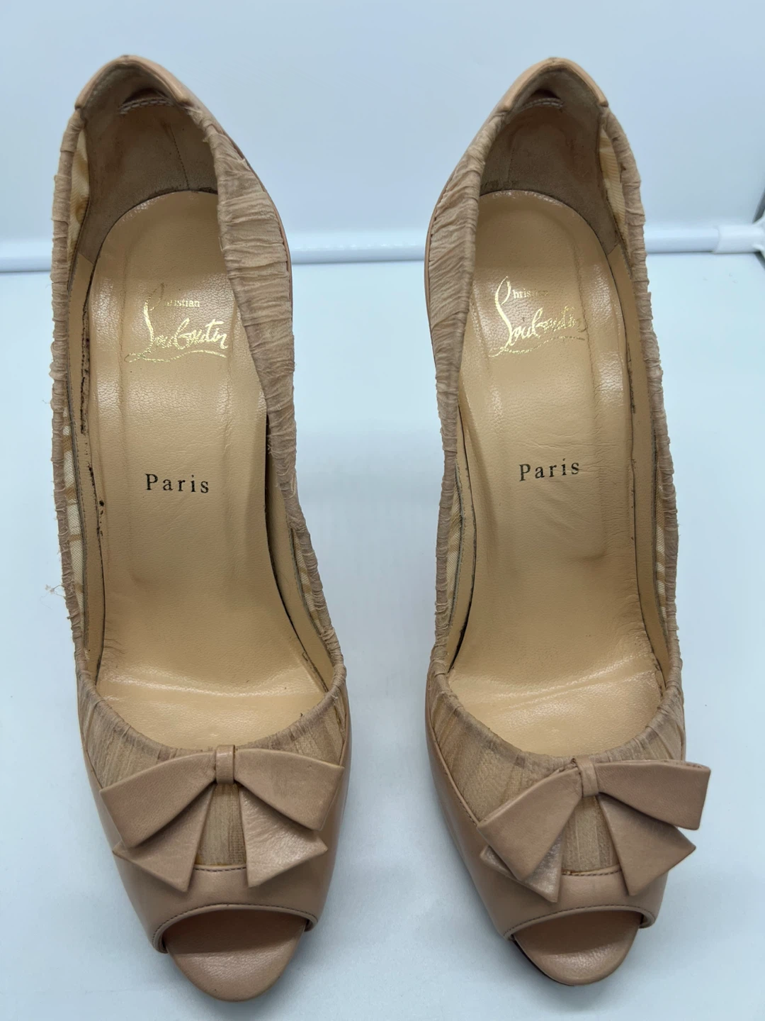 CHRISTIAN LOUBOUTIN Angelique 120mm Kid Leather Chiffon Heels 40 - photo 4