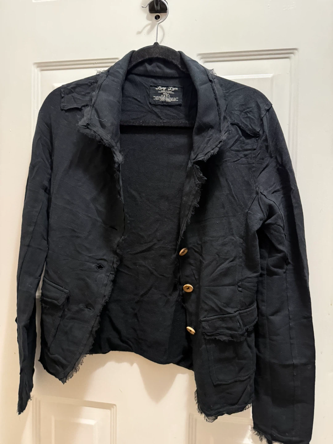 Lucy Love Black Distressed Jacket