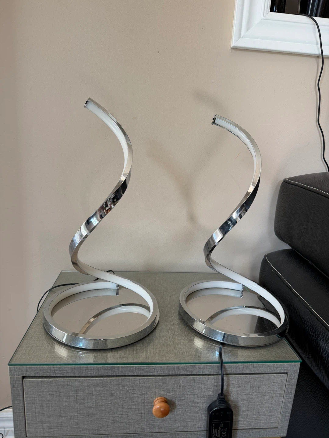 Pair of Modern Spiral Table Lamps