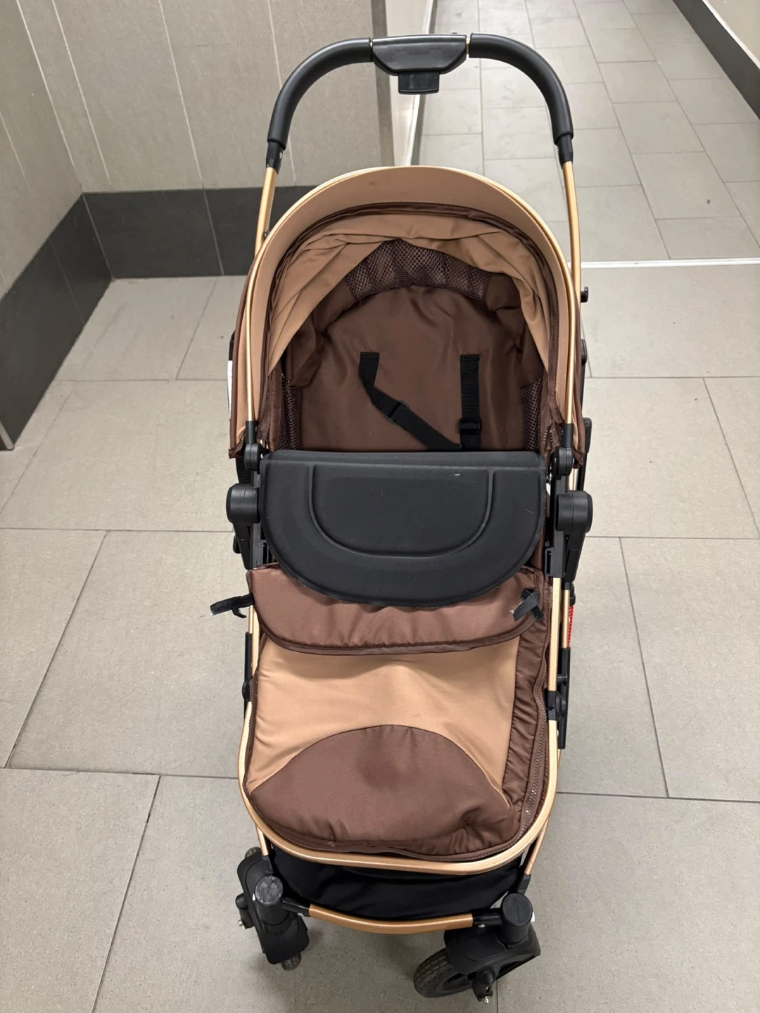 Stroller with Gold Frame
