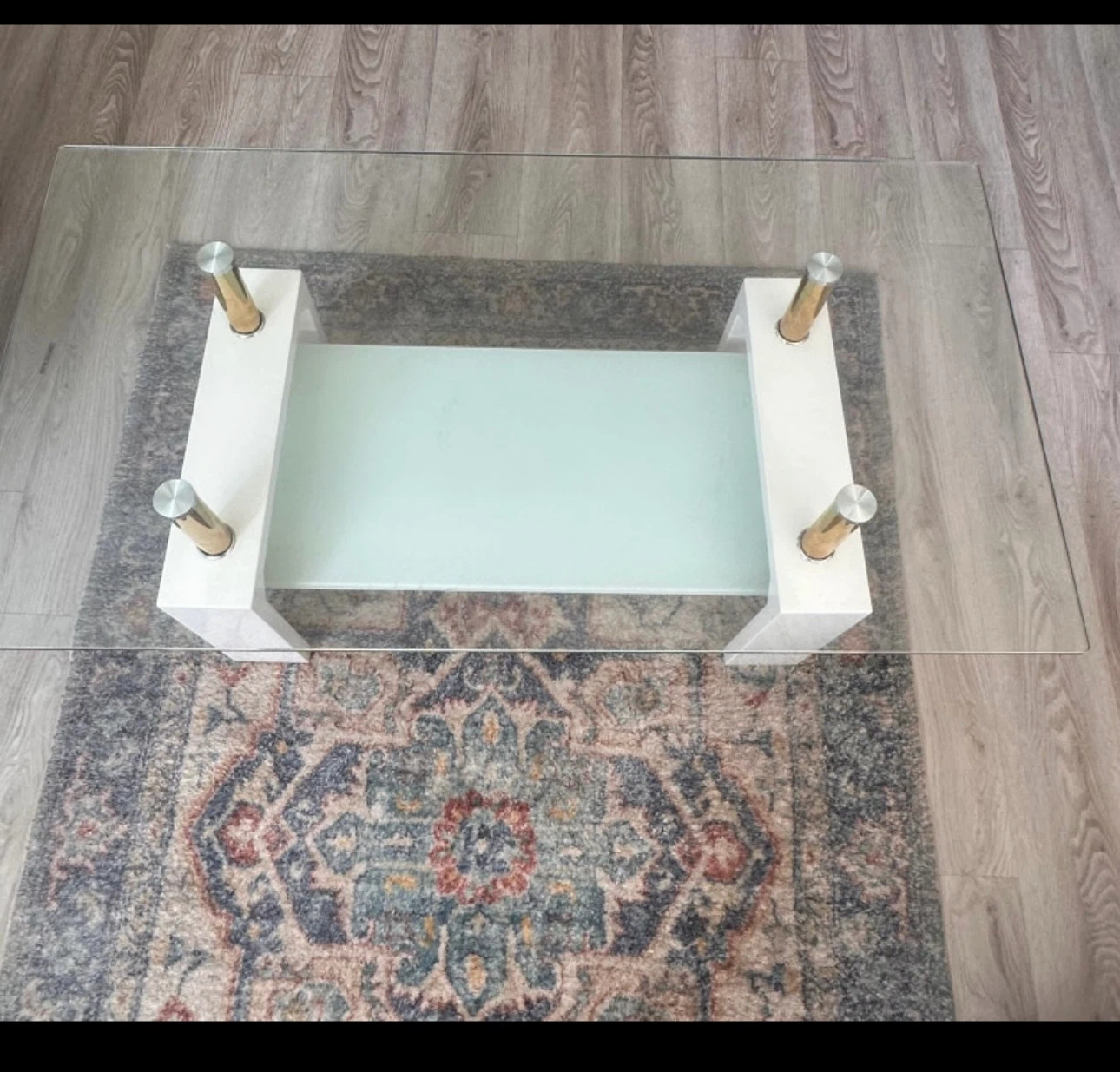 Modern Glass Coffee Table with White Base - photo 2