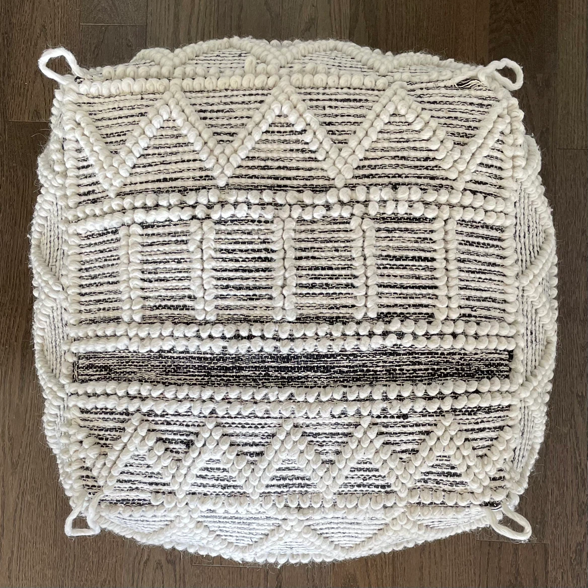 Wool Blend Pouf Ottoman - photo 2