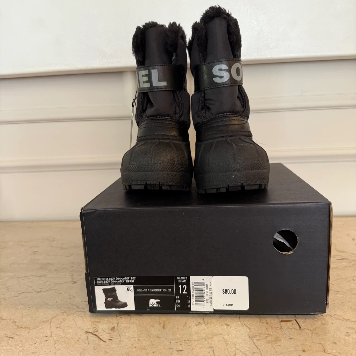 NEW SOREL Children's Snow Commander Boots Black Size 12 - photo 3