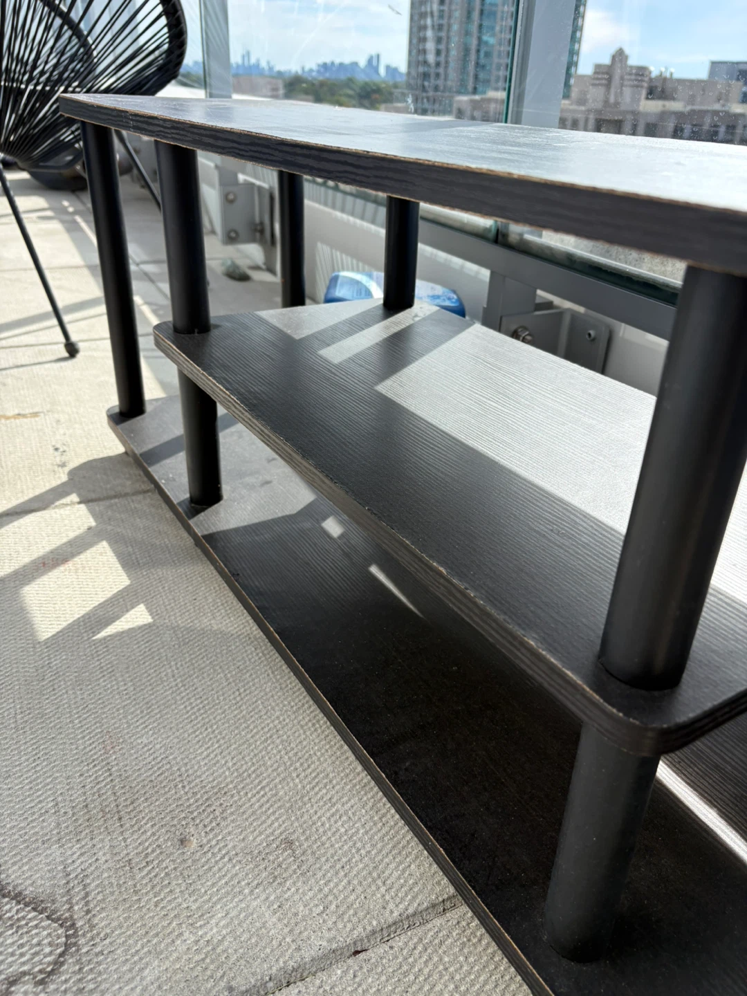 Black 3-Tier Outdoor / Indoor TV Stand & Storage Console Table - photo 2