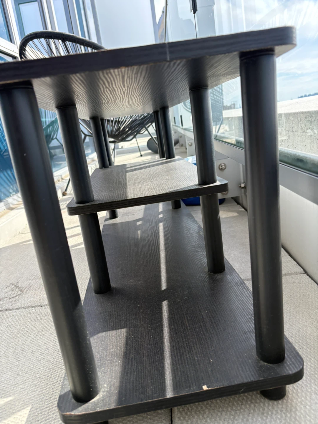 Black 3-Tier Outdoor / Indoor TV Stand & Storage Console Table - photo 3