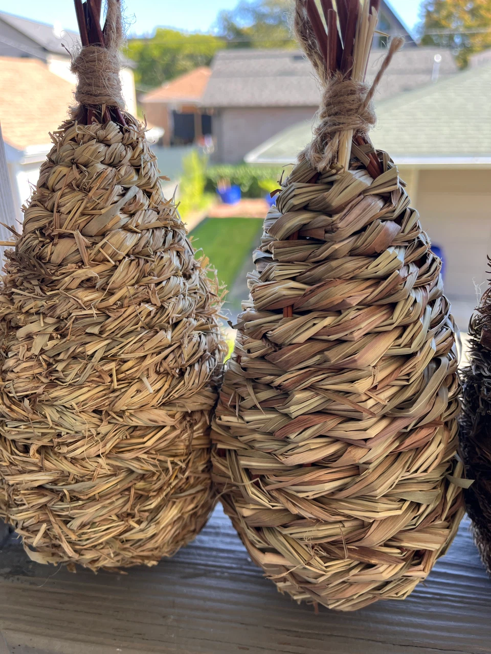 Set of 3 Woven Natural Grass Birdhouses - photo 4
