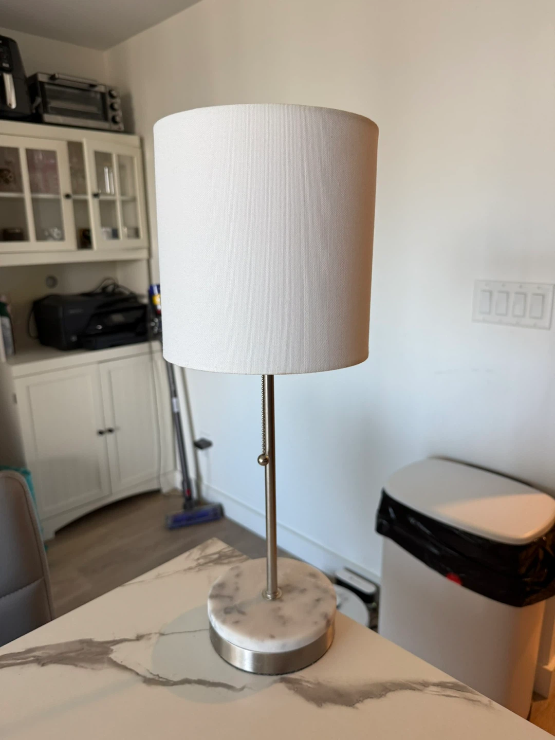 Minimalist table lamp with marble base