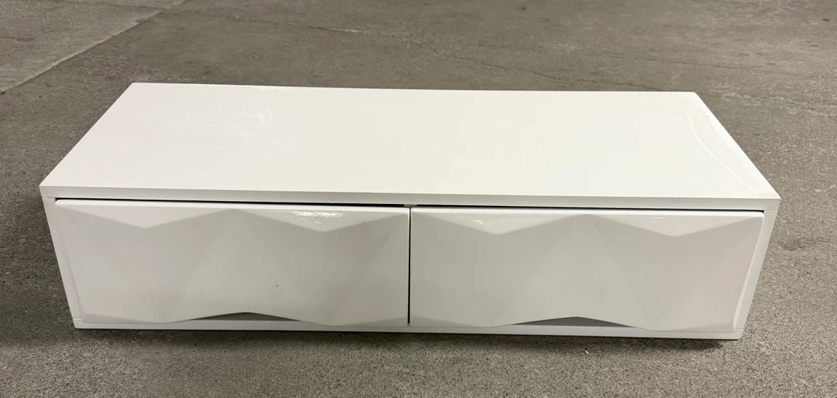 Modern White Storage Console Cabinet with 3D Wave Drawers