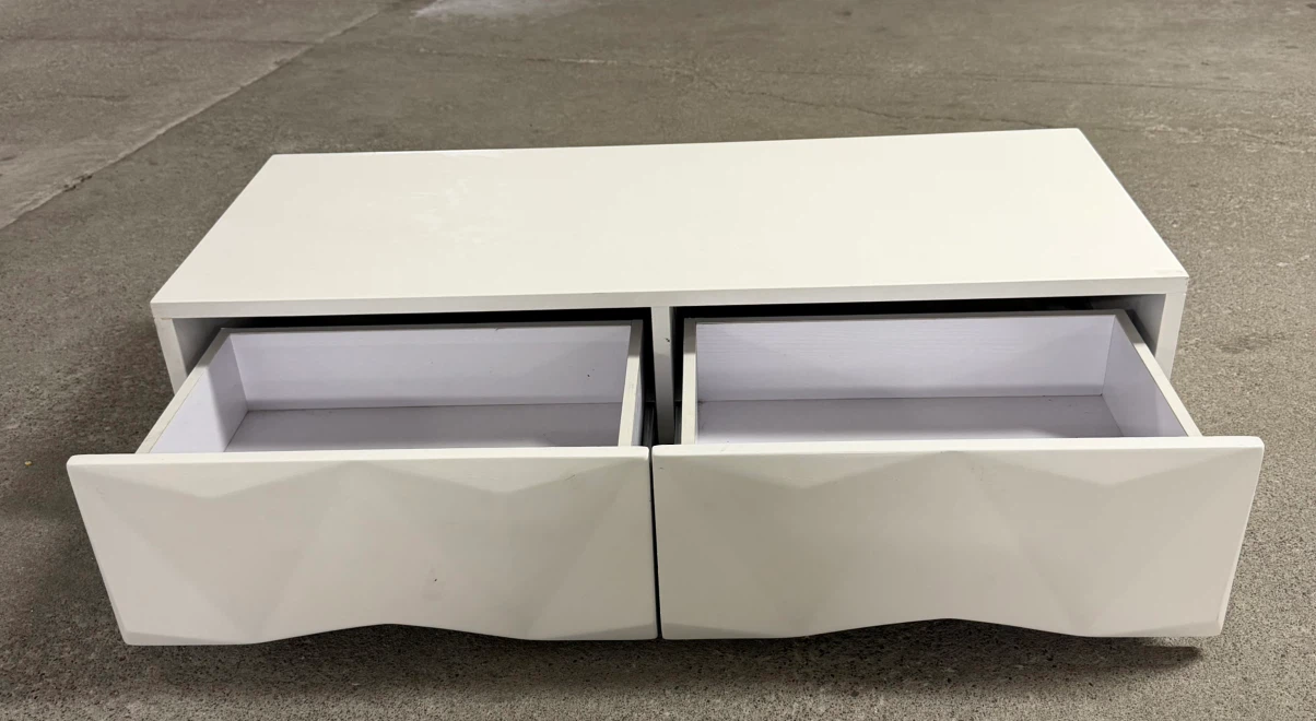Modern White Storage Console Cabinet with 3D Wave Drawers - photo 2