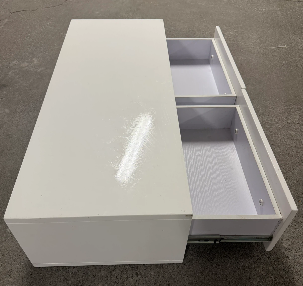 Modern White Storage Console Cabinet with 3D Wave Drawers - photo 3