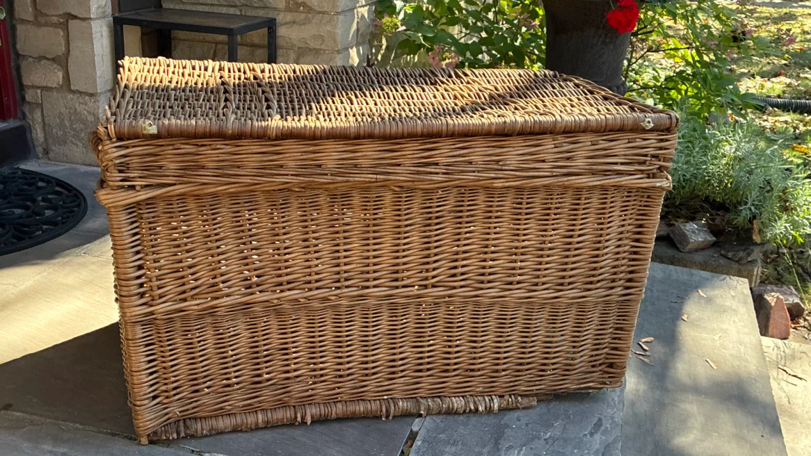 big Vintage Willow Wicker Basket Fall Halloween Porch Decor