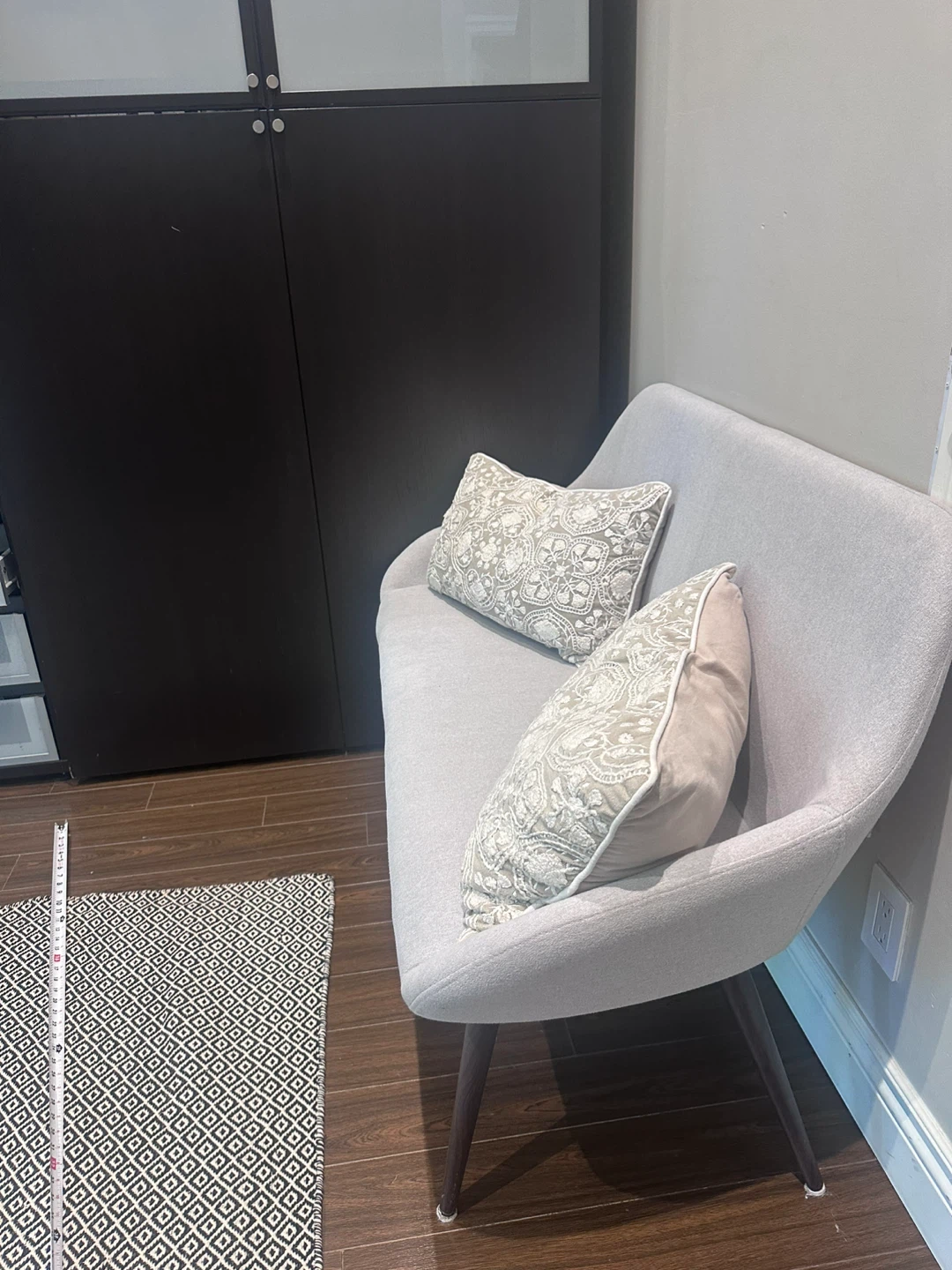 Light Grey Upholstered Loveseat Bench - photo 2