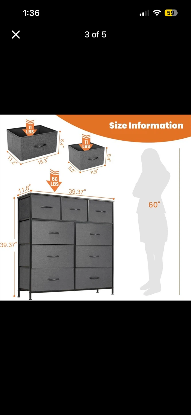 9-Drawer Fabric Dresser Storage Unit - photo 3