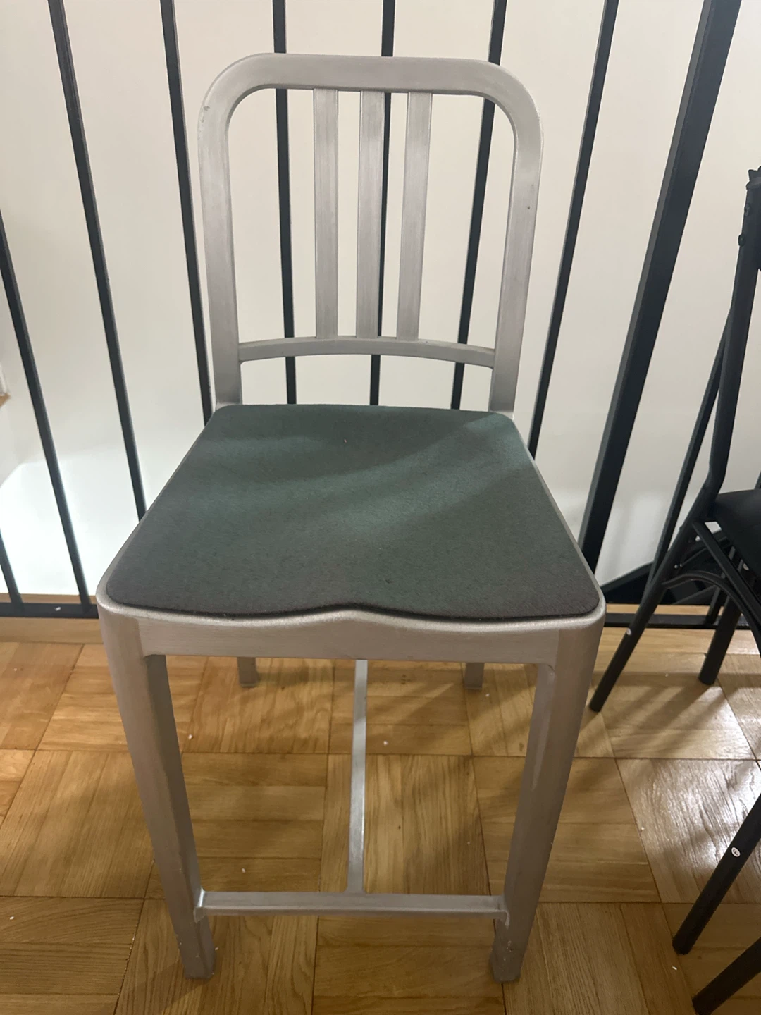 Emeco Style Aluminum Bar Stool with Black Seat