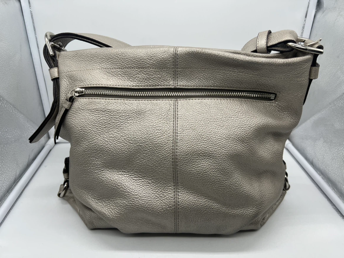 COACH F15064 Silver Pebble Leather Duffel Shoulder Crossbody Bag - photo 3