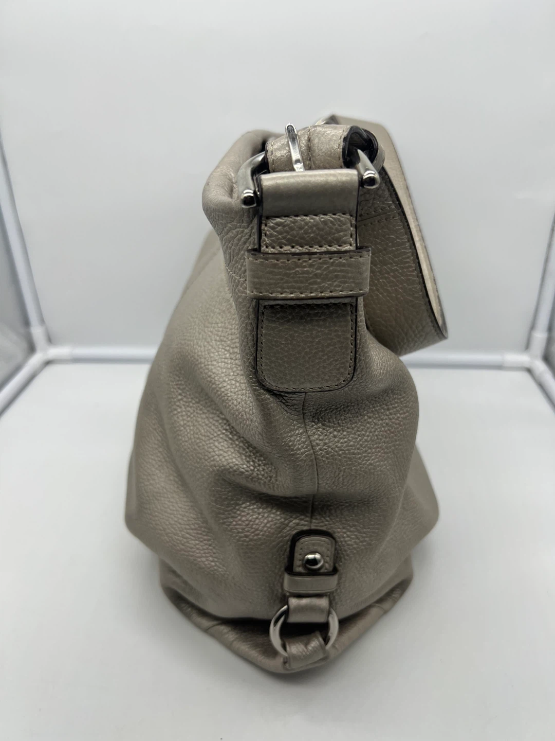 COACH F15064 Silver Pebble Leather Duffel Shoulder Crossbody Bag - photo 5
