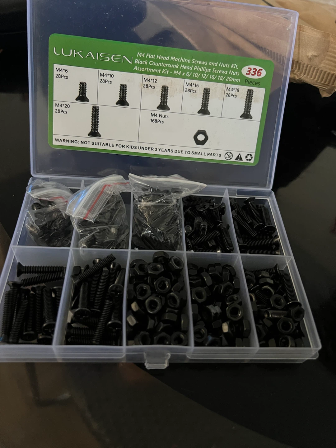 LUKAISEN M4 Flat Head Machine Screw and Nut Kit